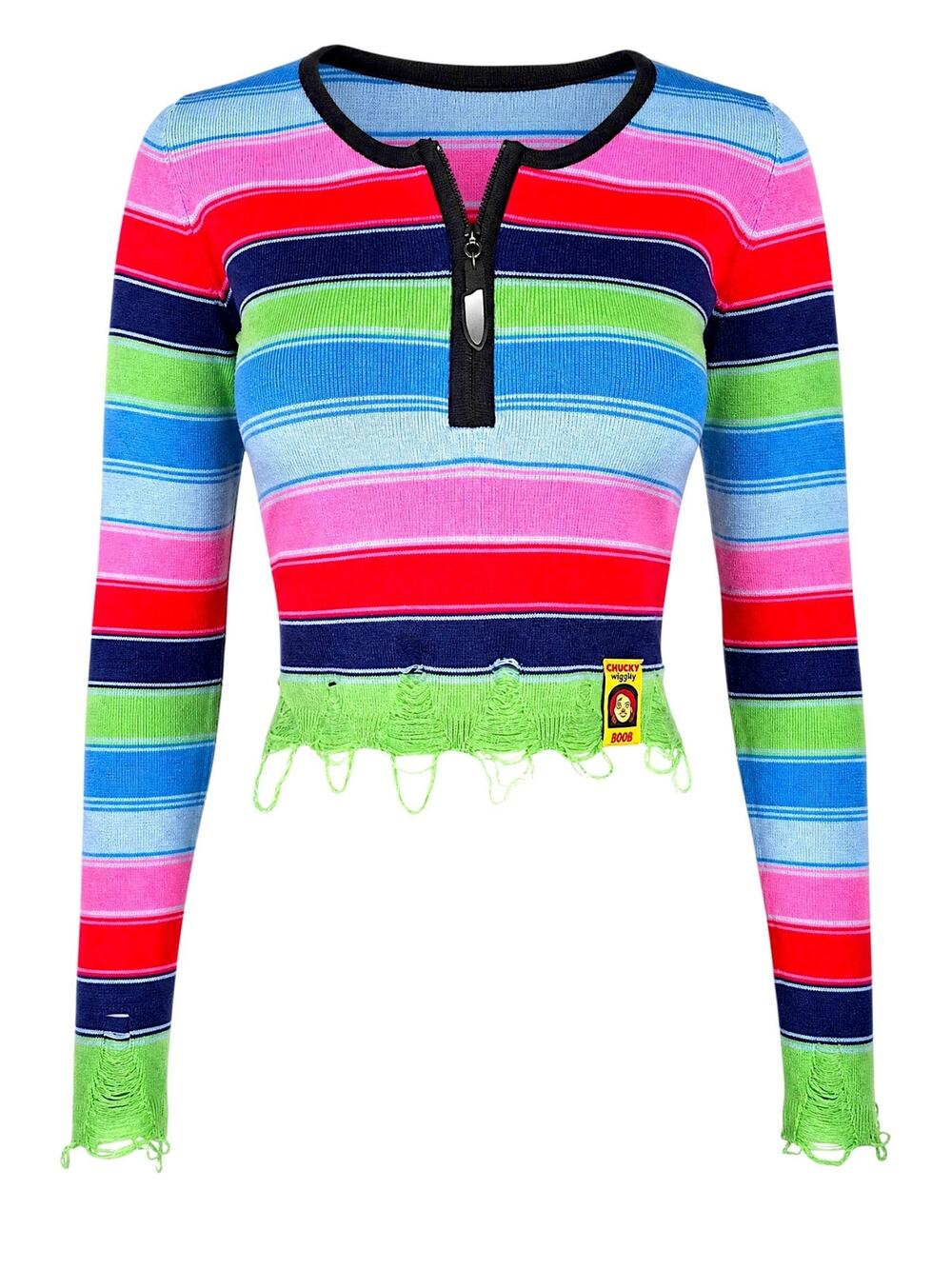 Killstar x Chucky Good Guys Finish Last Knit Zip Crop Sweater Small NWT